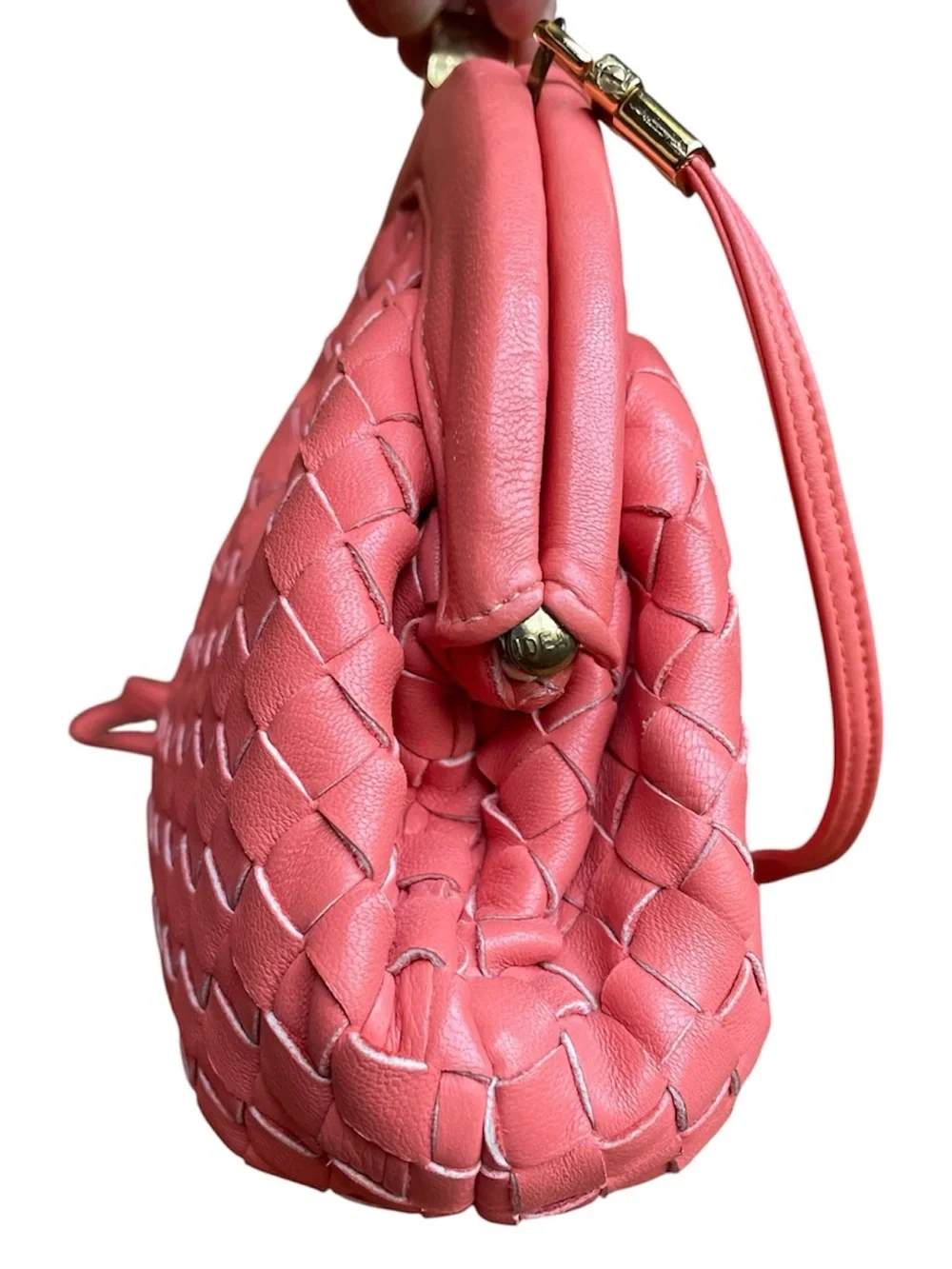 MAYERS  vintage woven leather kisslock crossbody/clutch.